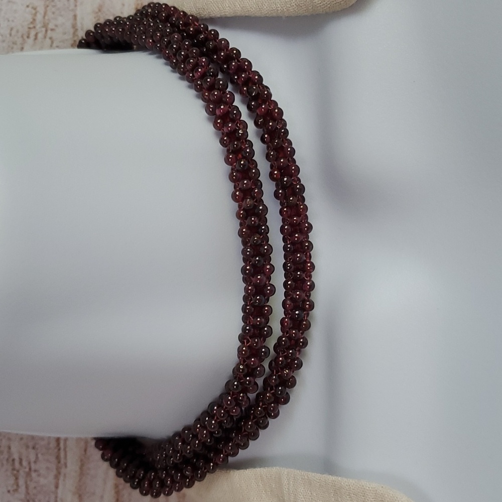 Vintage Stauer Cavier Garnet Gemstones Rope Necklace